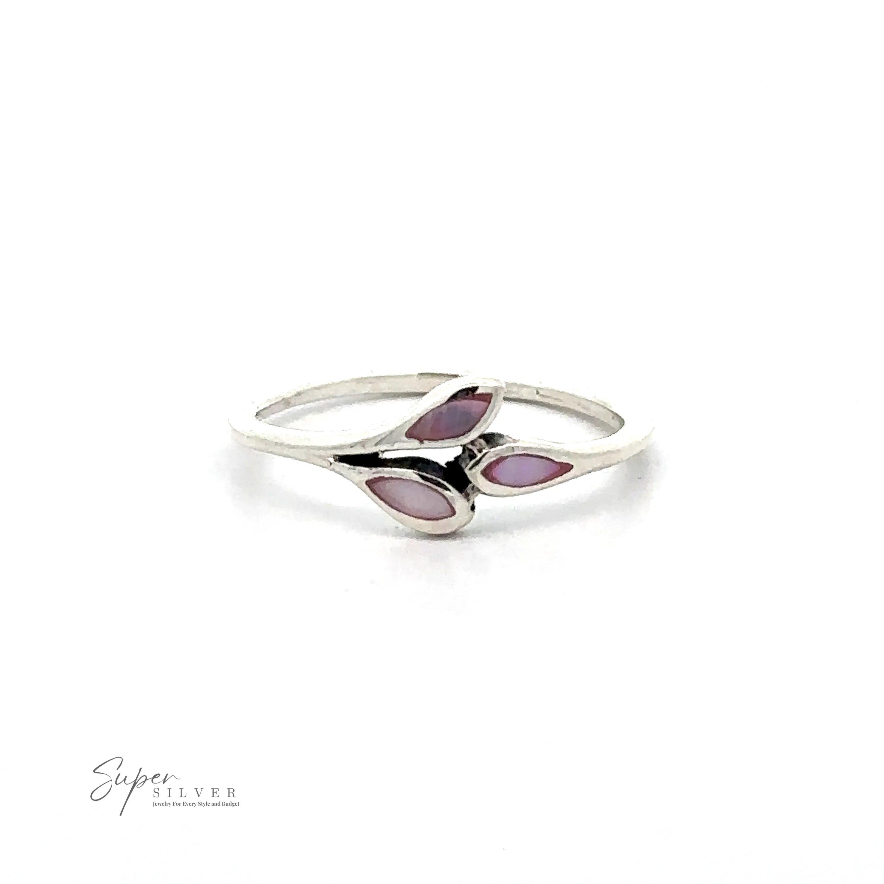 Tiny Leaves Ring with Inlaid Stones