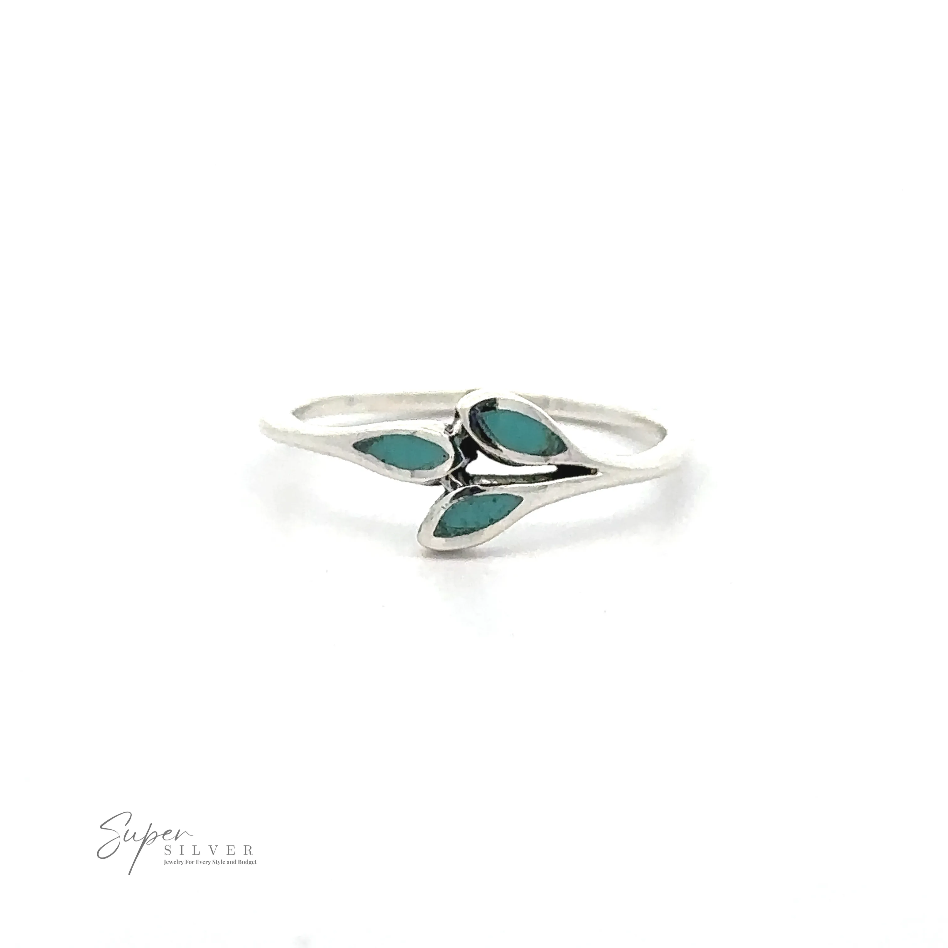Tiny Leaves Ring with Inlaid Stones