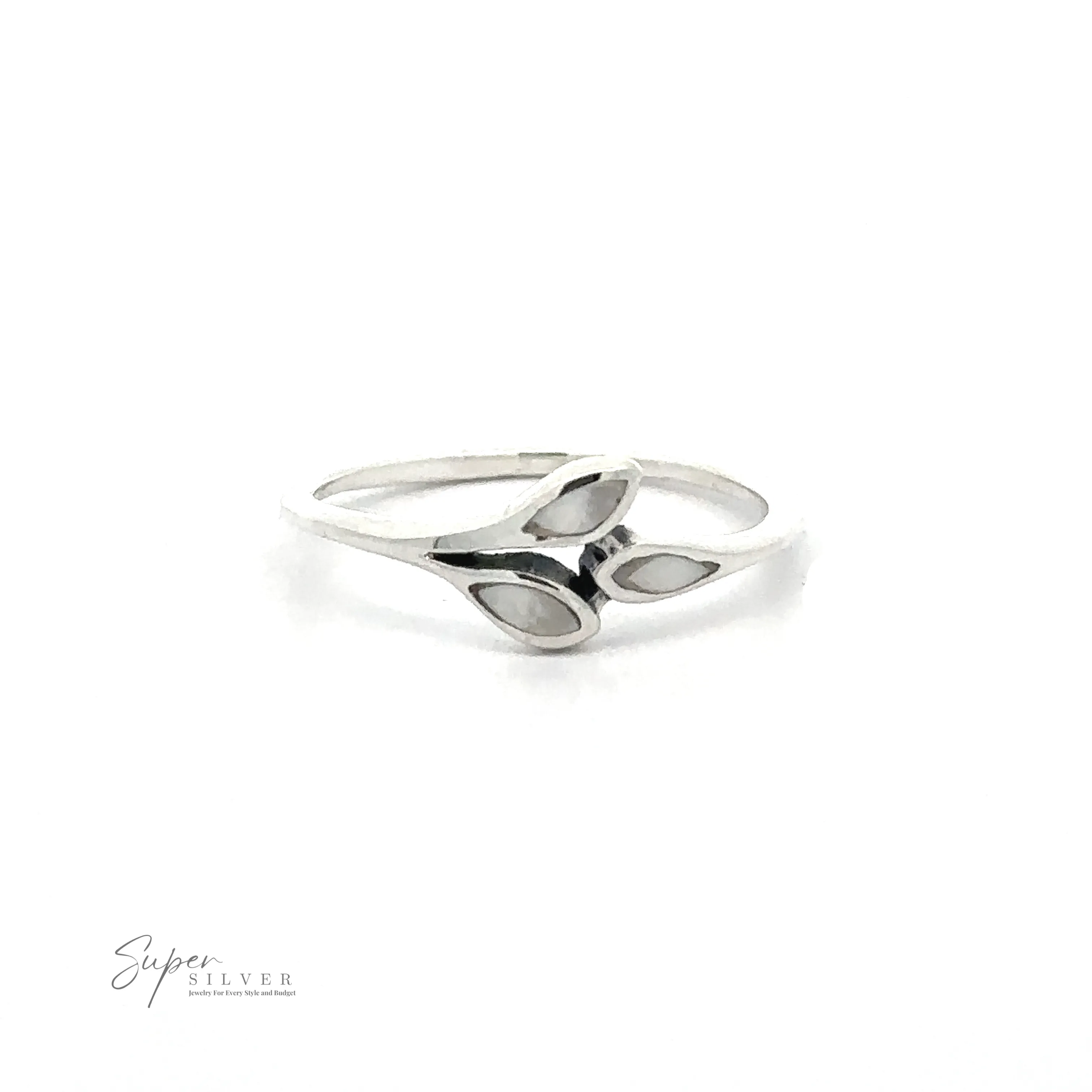 Tiny Leaves Ring with Inlaid Stones