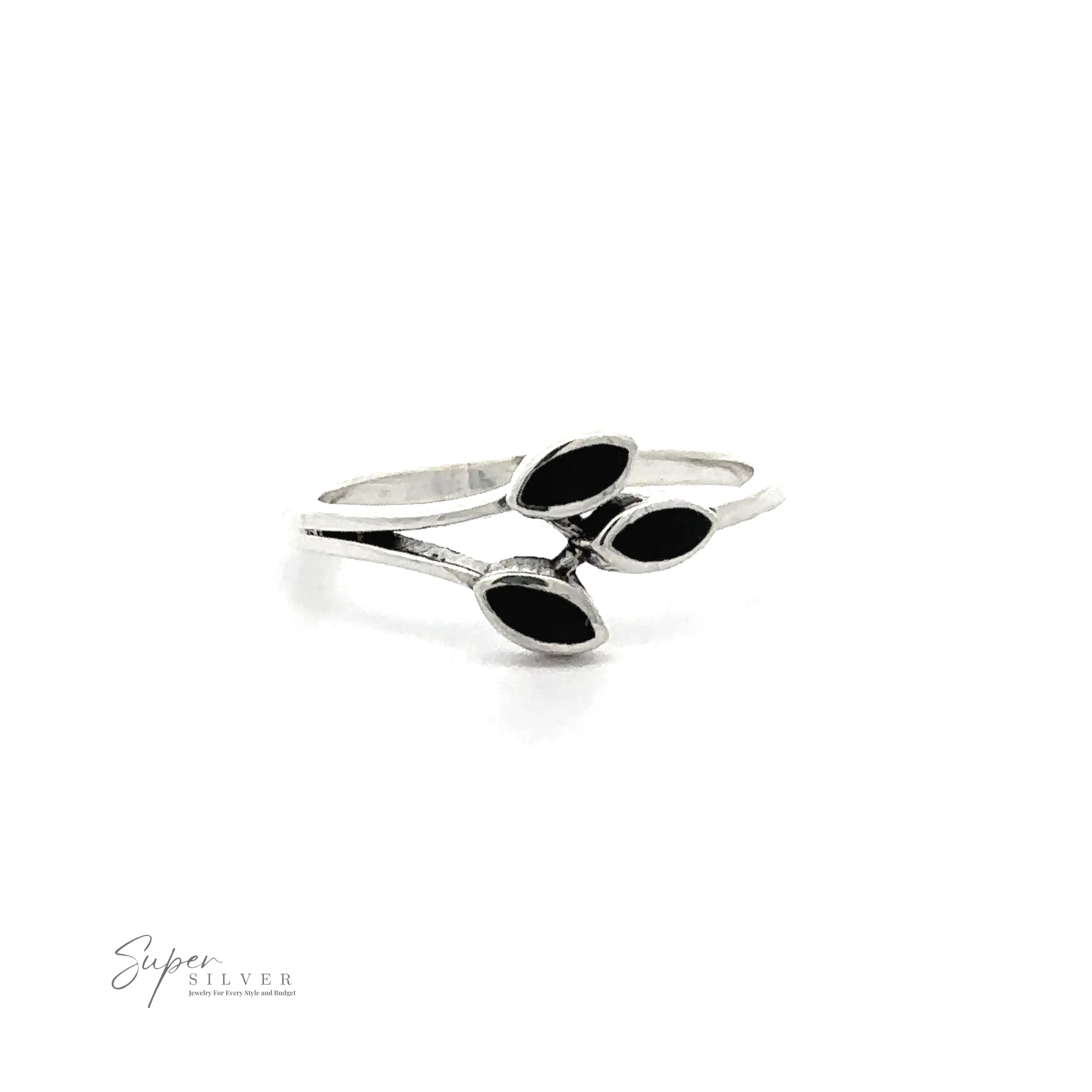Tiny Leaves Ring with Inlaid Stones