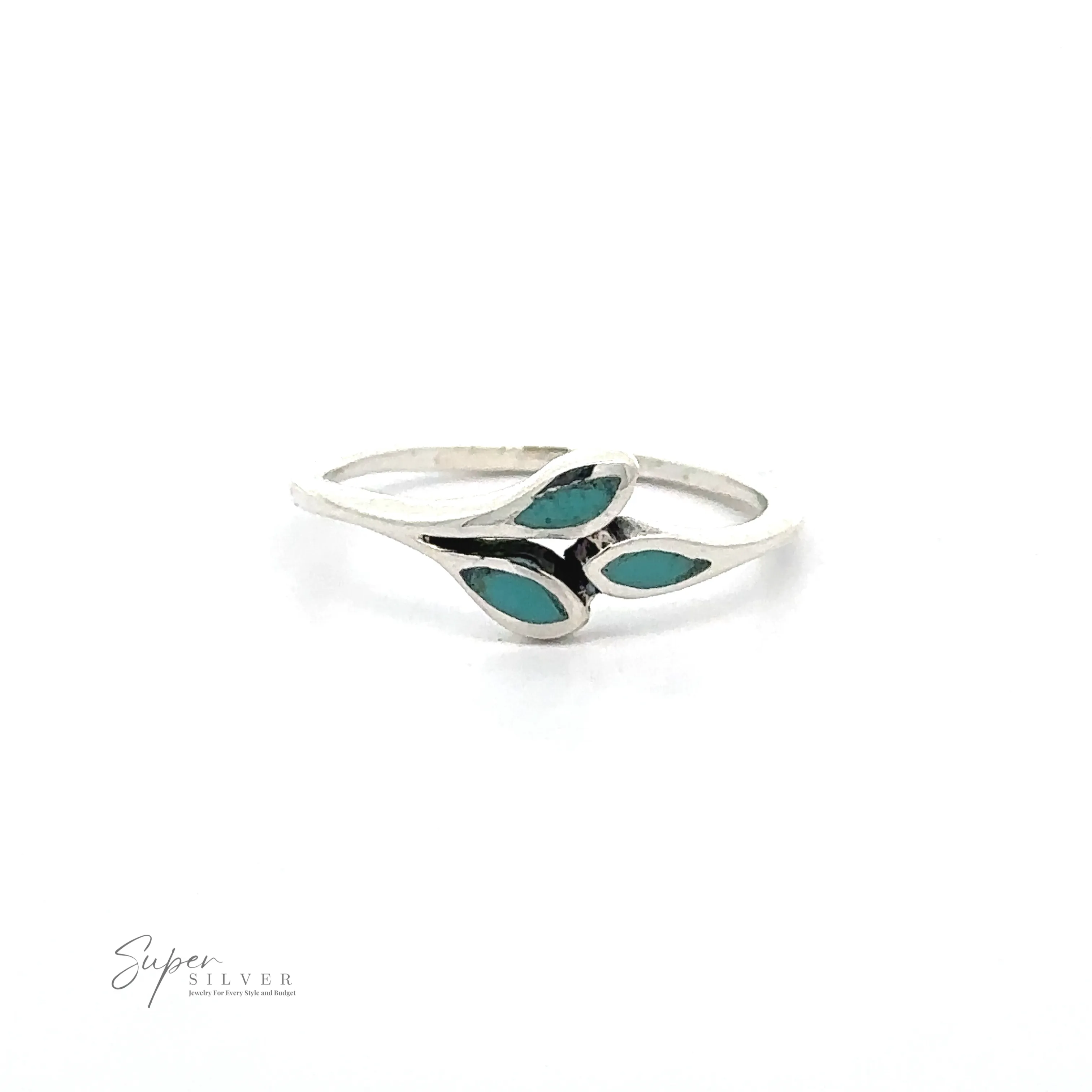 Tiny Leaves Ring with Inlaid Stones
