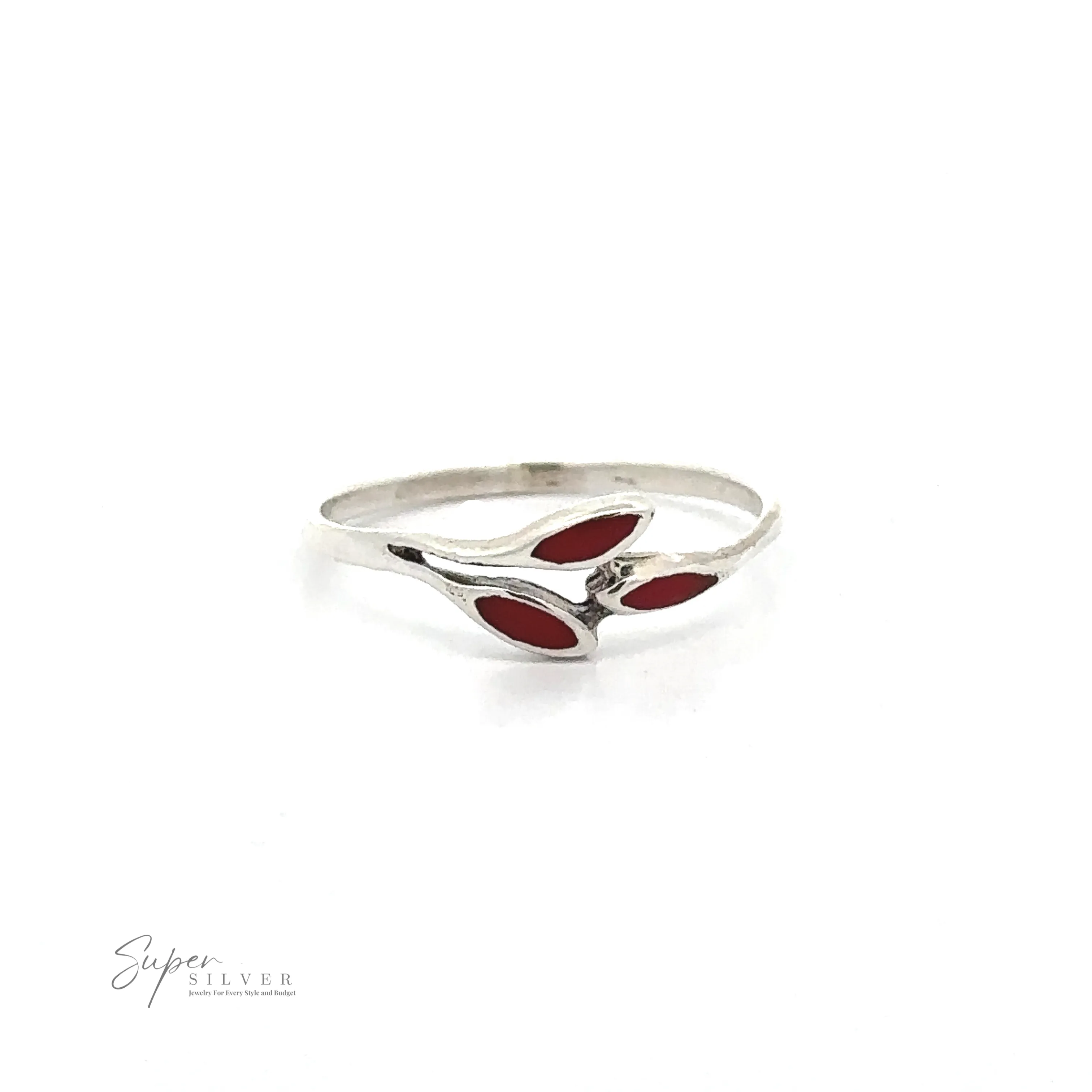 Tiny Leaves Ring with Inlaid Stones