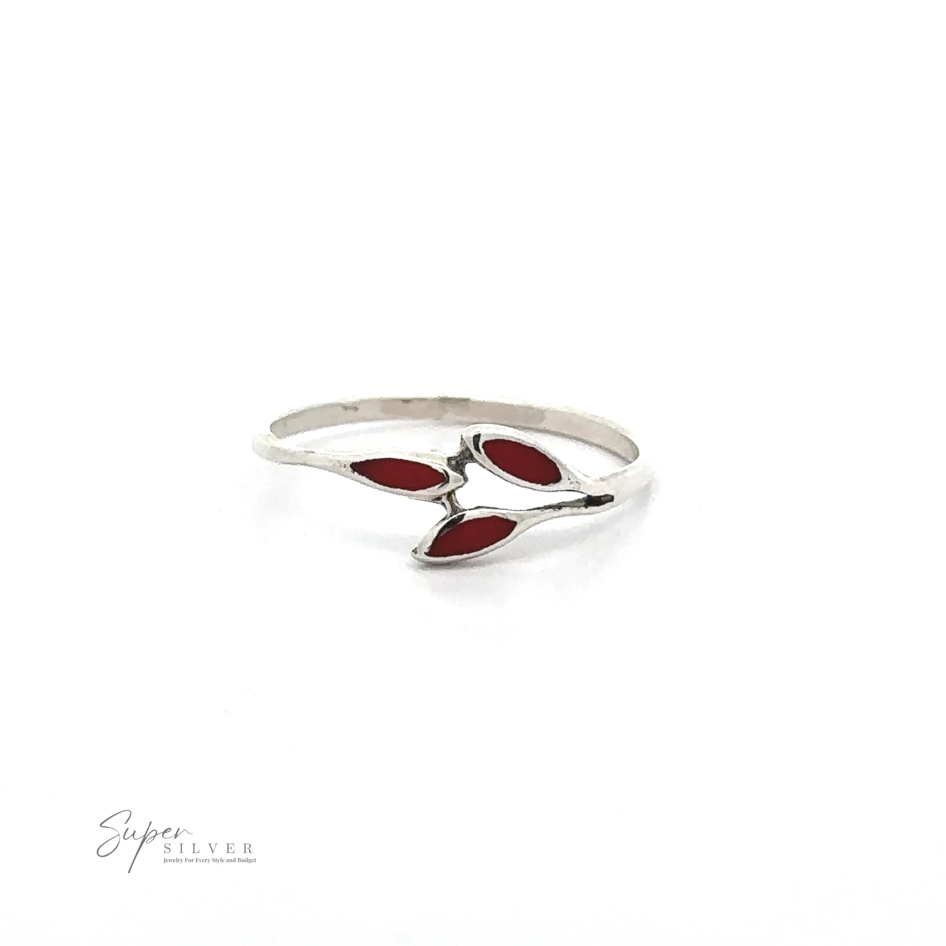 Tiny Leaves Ring with Inlaid Stones