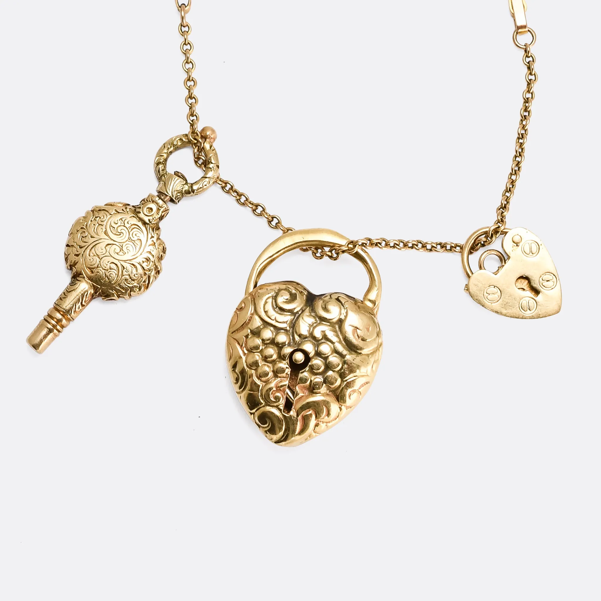 Victorian "Key To My Heart" Triple Charm Necklace