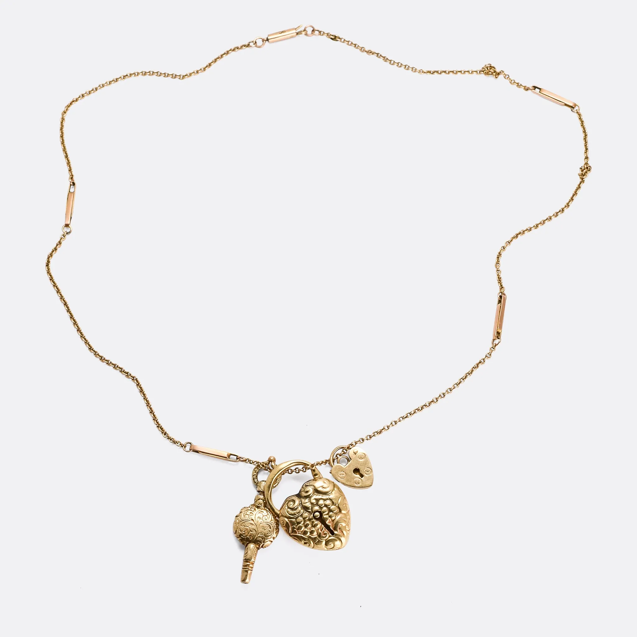 Victorian "Key To My Heart" Triple Charm Necklace