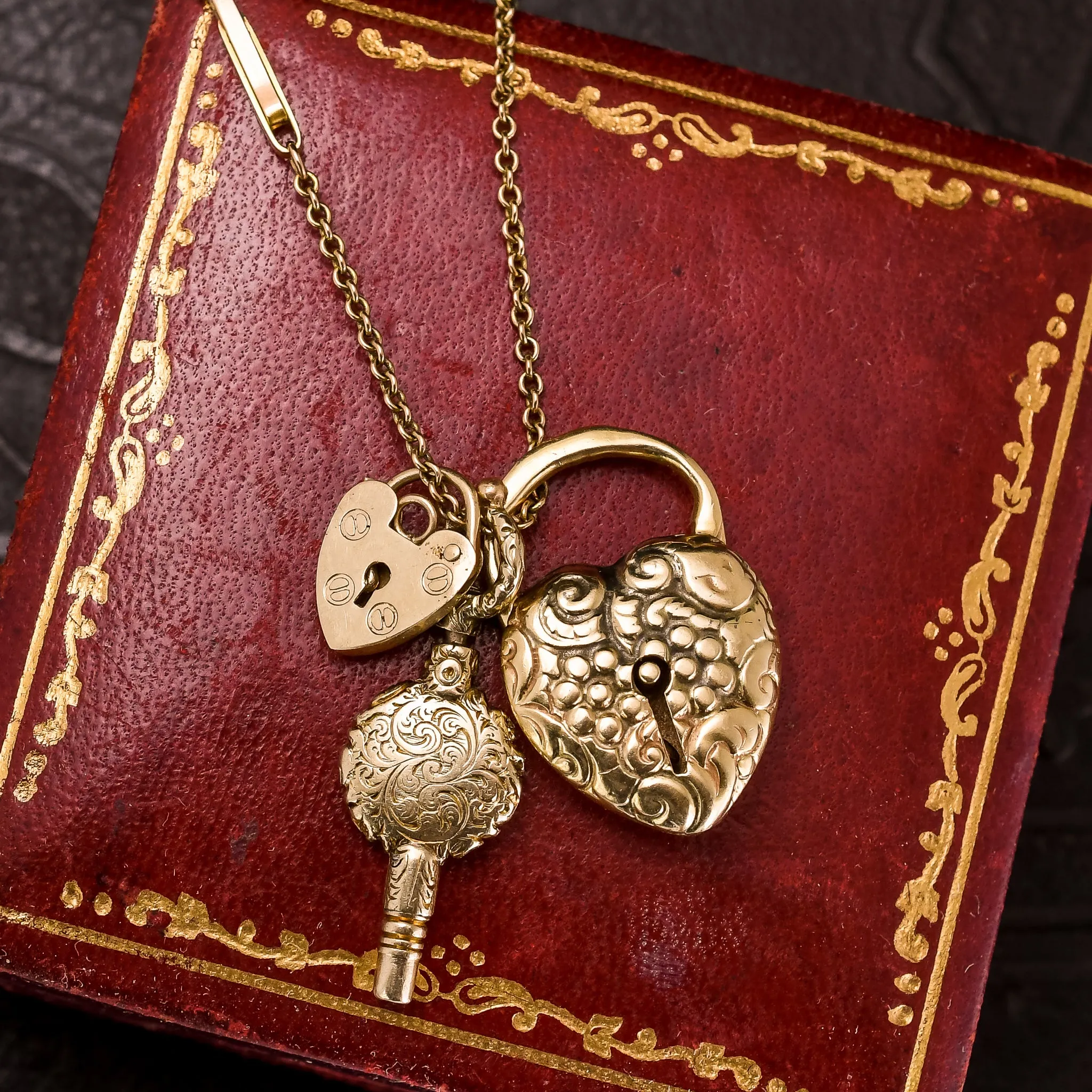 Victorian "Key To My Heart" Triple Charm Necklace