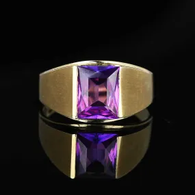 Vintage Color Change Sapphire Gold Signet Ring